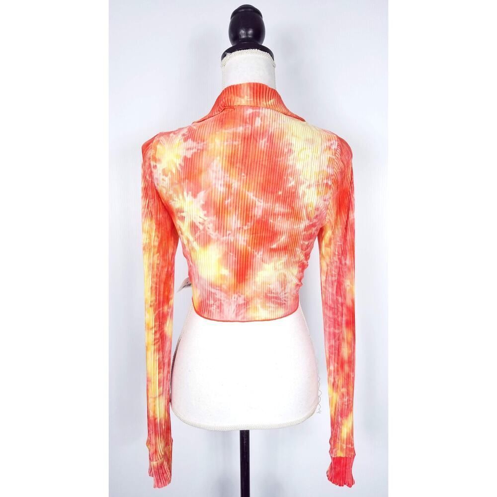 NEW NWT Spring Haze Tie Dye Crinkle Pleated Top Orange Pink Yellow Size Medium - Picture 4 of 5
